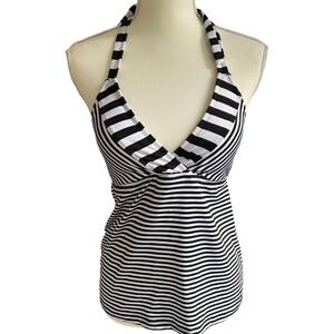 Y2K Mossimo Black & White Striped Halter Tank Top Women's S/P
